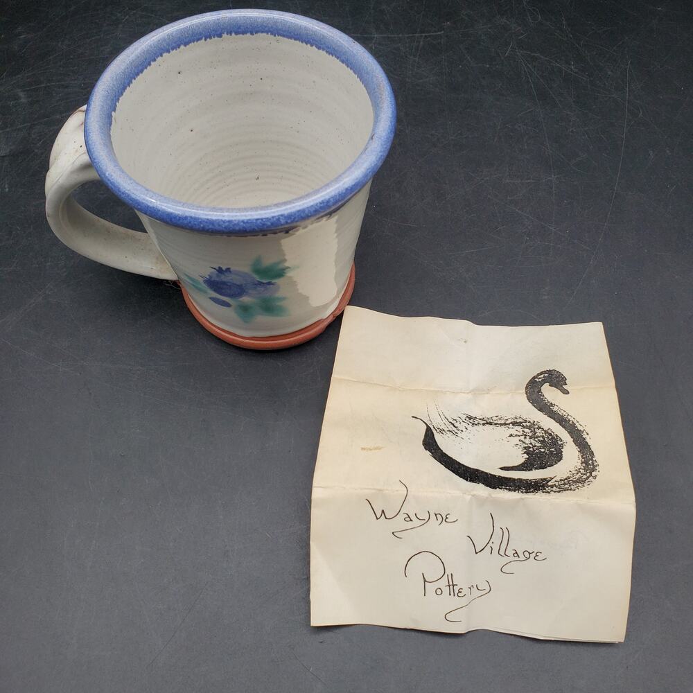 Wayne Village Pottery Maine Blueberry Mug Handmade Stoneware Studio Pottery